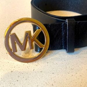 Black leather Michael Kors belt.